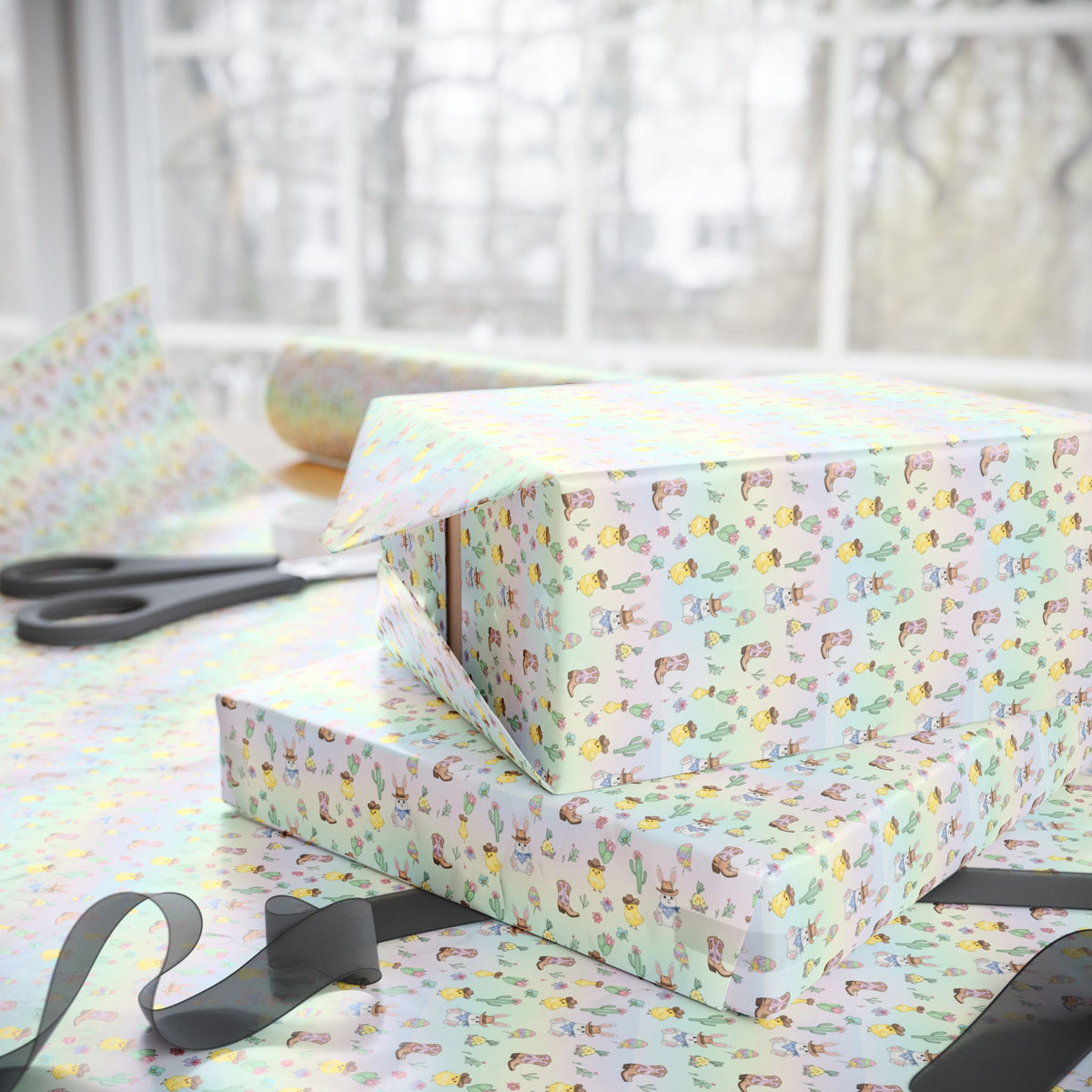 Western Cowboy Easter Bunny Wrapping Papers
