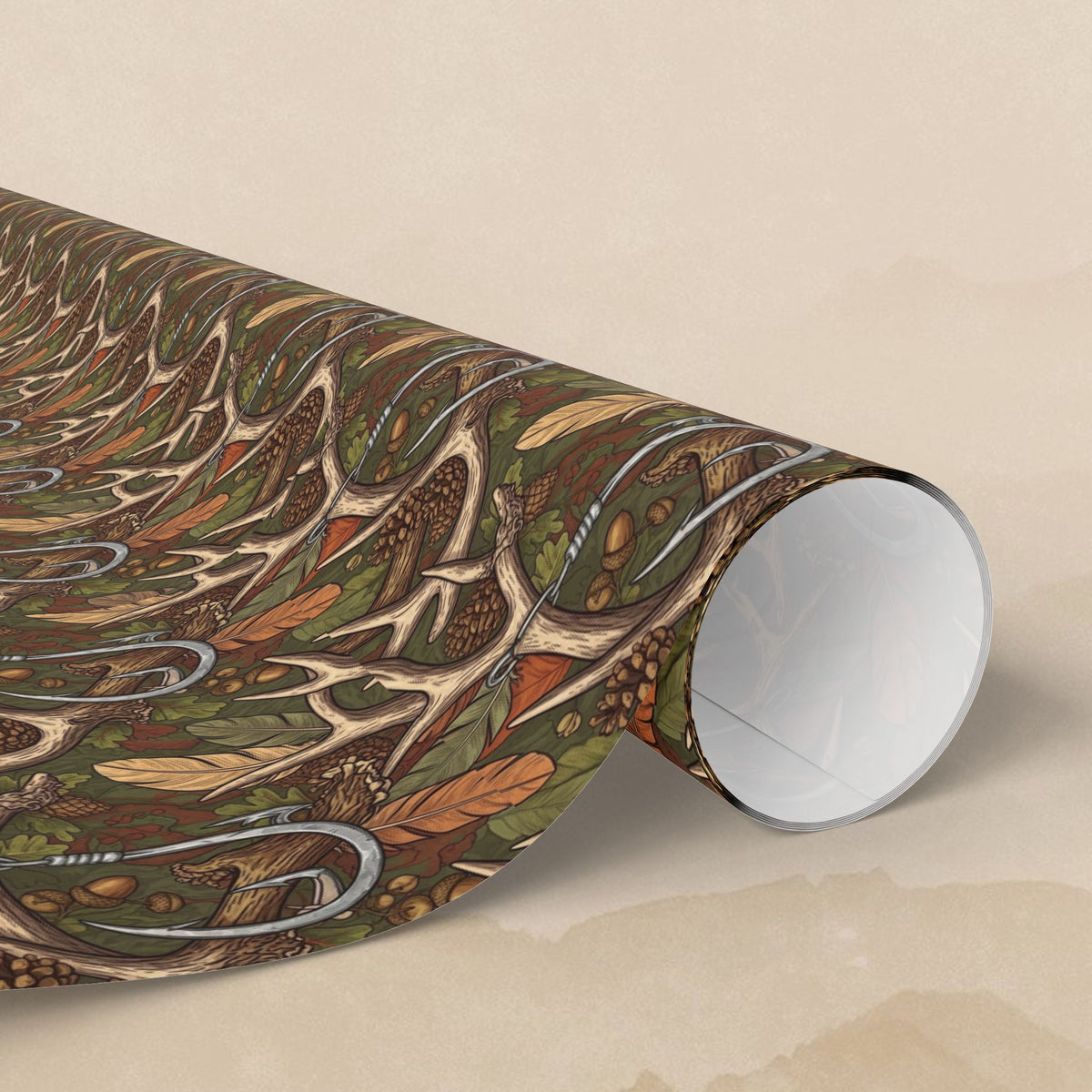 Deer Antler Pattern Wrapping Paper | Fall Foliage, Brown Orange Greens
