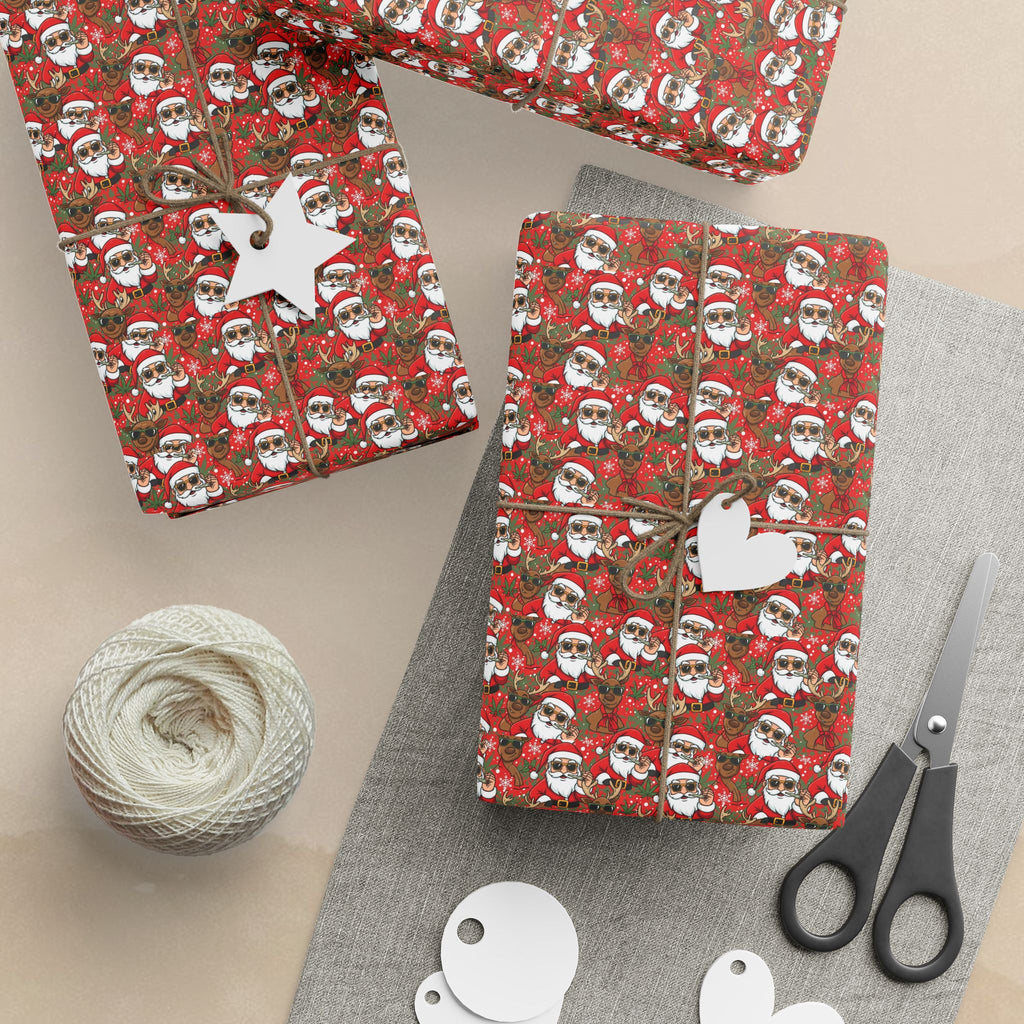 Christmas Stoner Santa Wrapping Paper | Holiday Dog Pattern