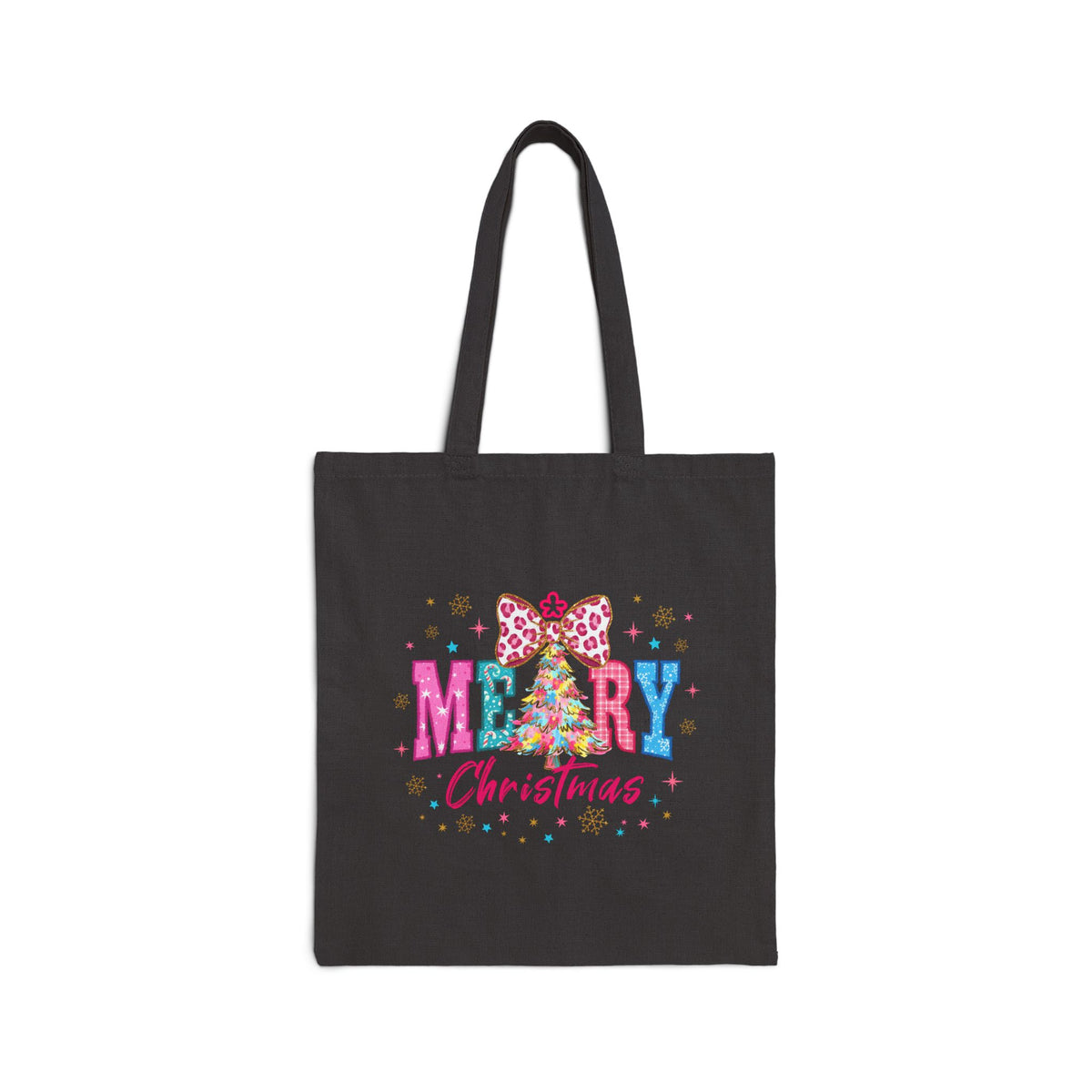 Colorful Christmas Tree Canvas Tote Bag