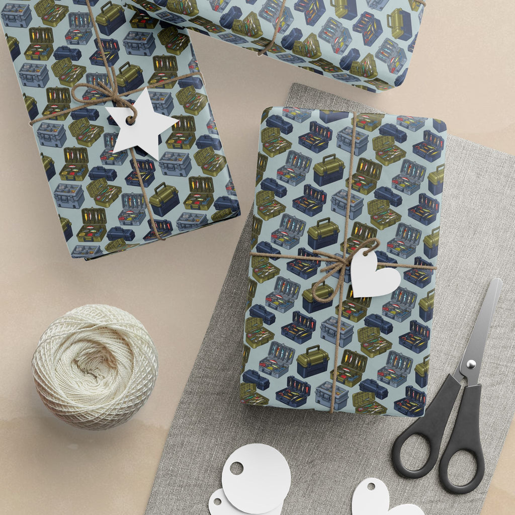 Vintage Tackle Box  Pattern Wrapping Paper | Retro Radios Gift Wrap