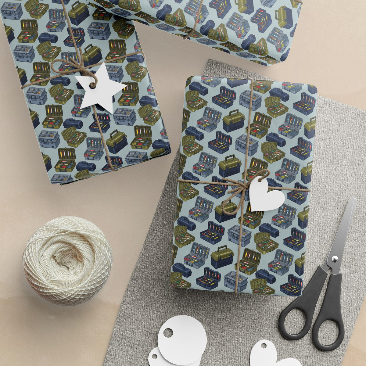 Vintage Tackle Box  Pattern Wrapping Paper | Retro Radios Gift Wrap
