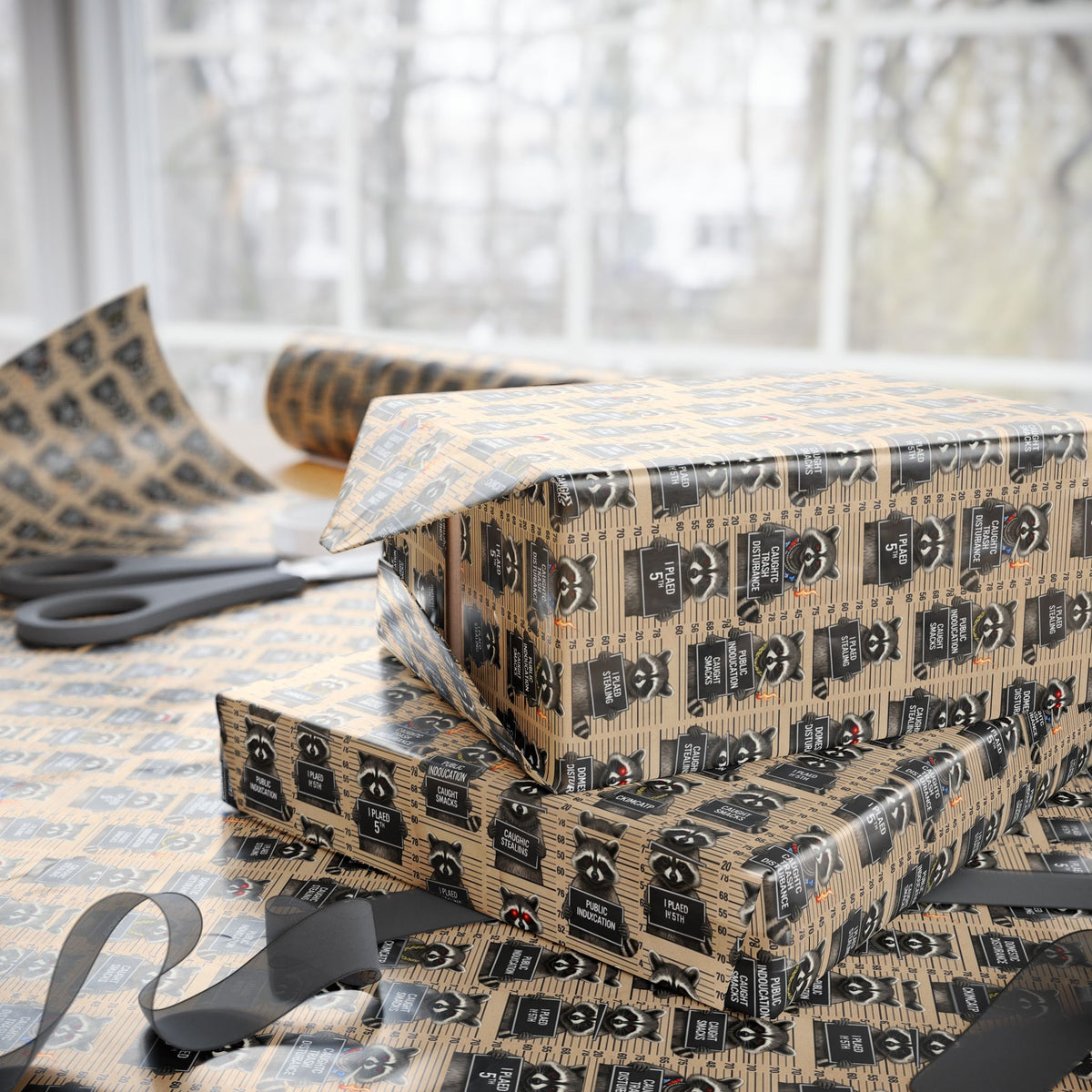 Vintage Racoon Wrapping Paper | Retro Keyboard Pattern Gift Wrap