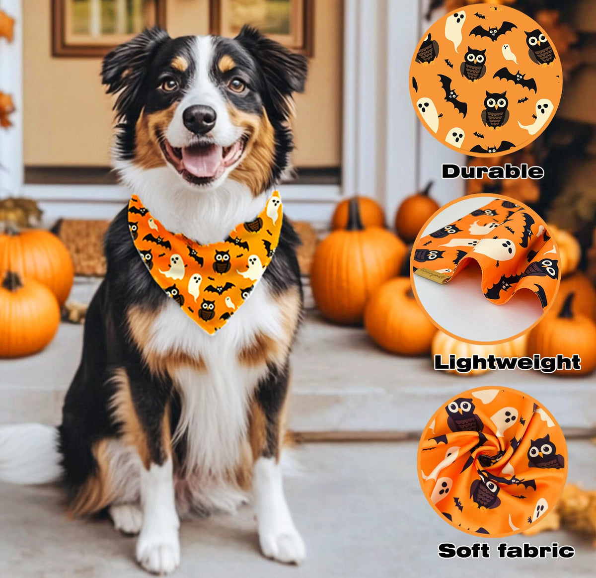 Dog Bandana Halloween 1 Pack Size Large