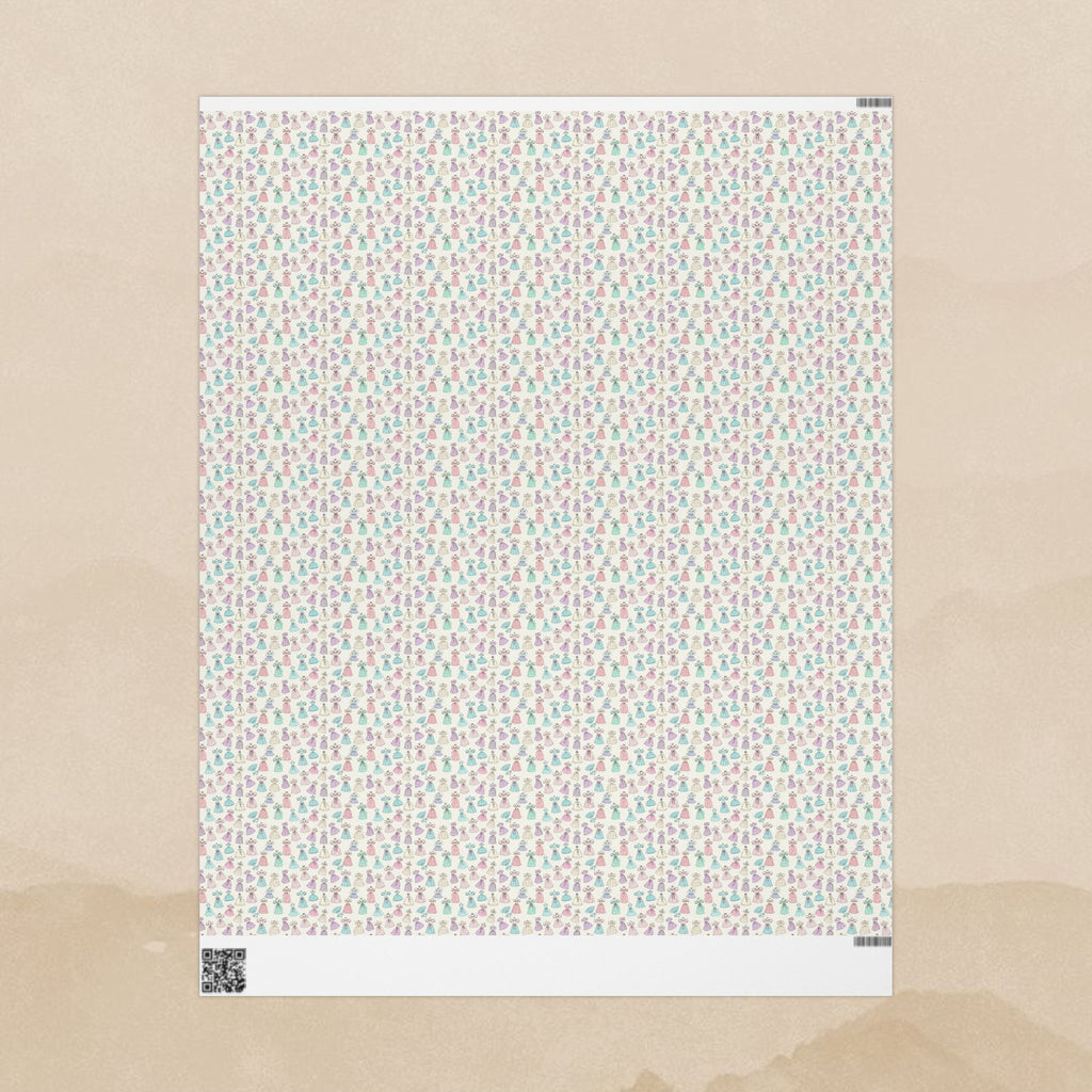 Princess dresses Wrapping Paper | Pastel Shells on Cream
