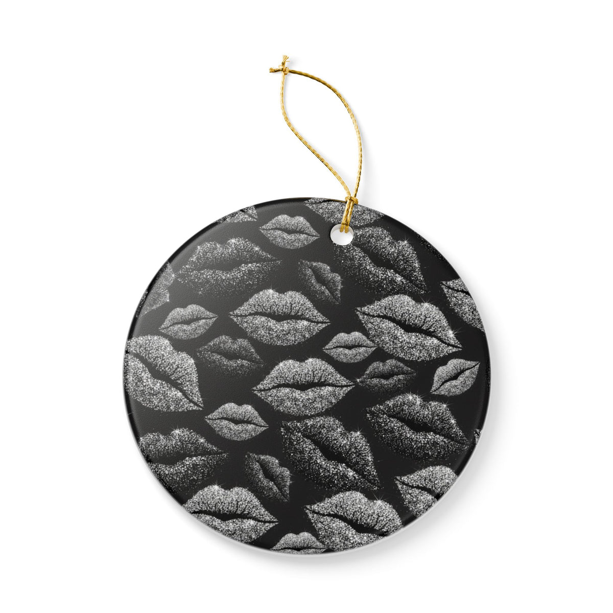 Chic Lip Print Ceramic Ornament