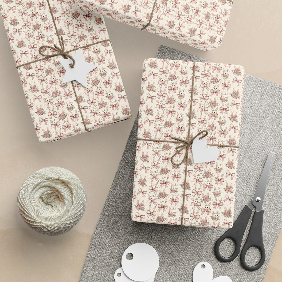 Blush Floral Easter Pattern Wrapping Paper | Vintage Pink Flower Gift Wrap