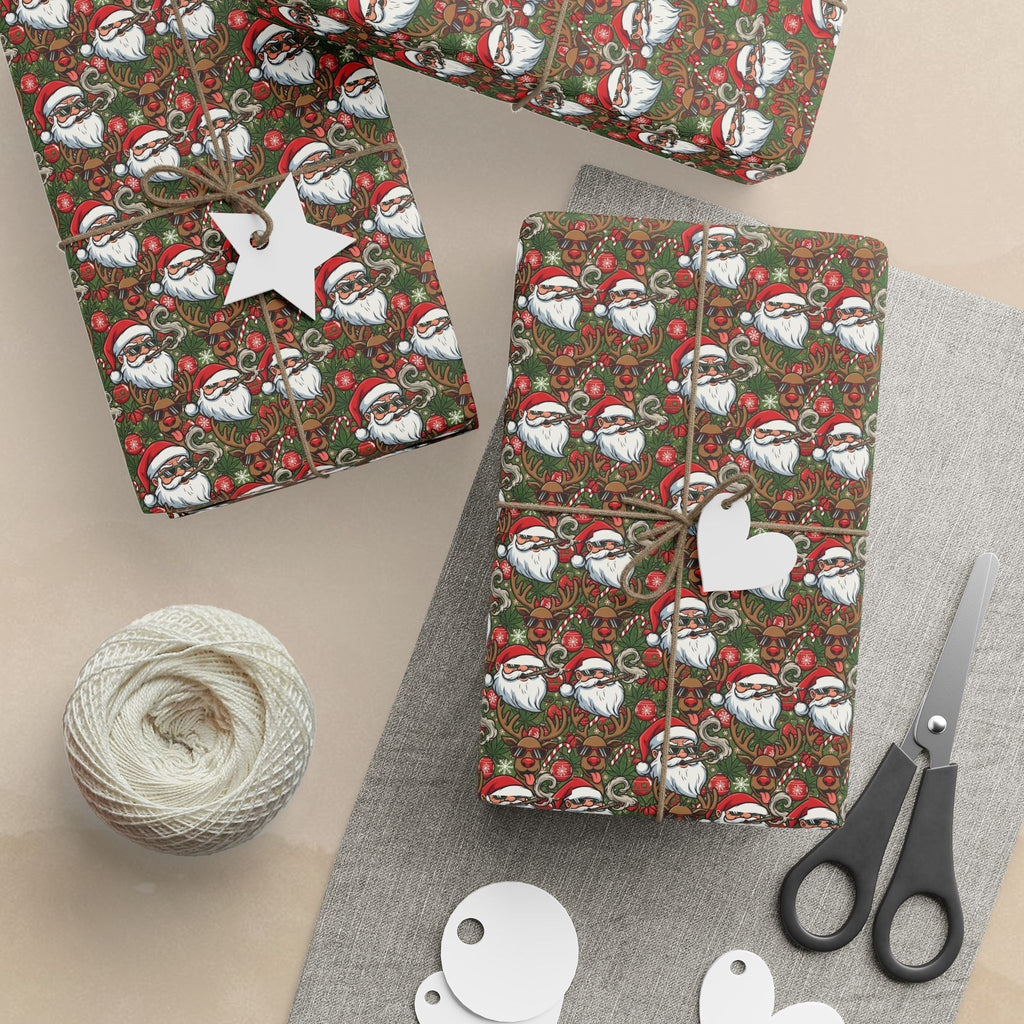 Stoner Santa Claus Pattern Wrapping Paper | Vintage Santa Holiday Wrap