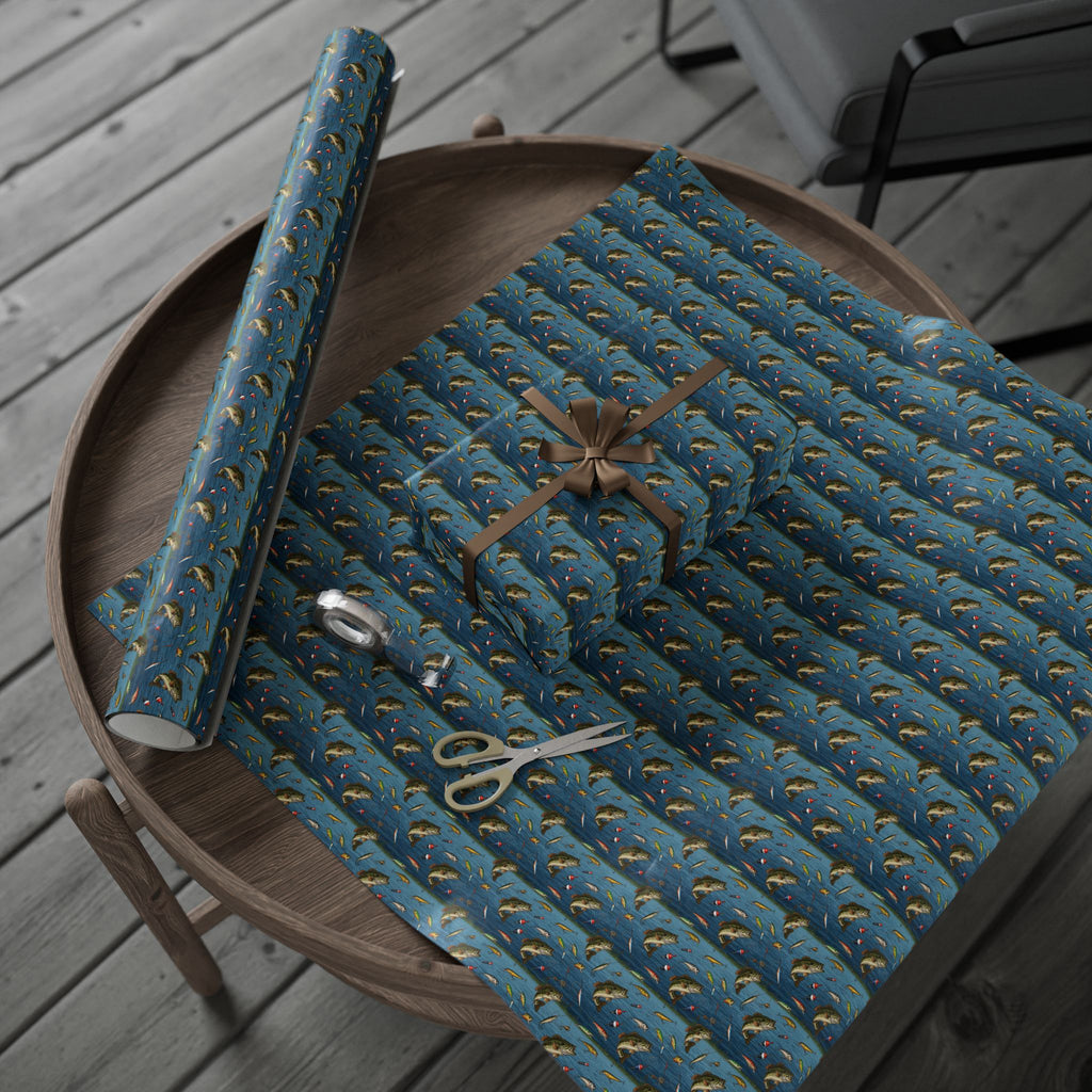 Bass Fishing Pattern Wrapping Paper | Nautical Boat Gift Wrap