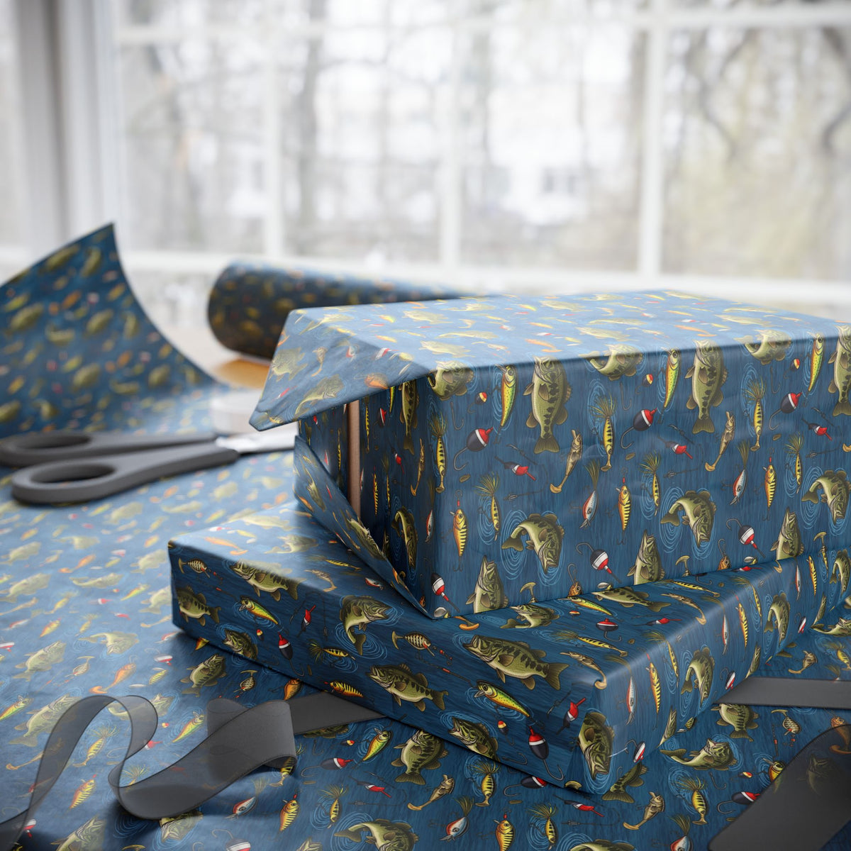 Fishing Lures Pattern Wrapping Paper | Angler Bait Nautical Gift Wrap