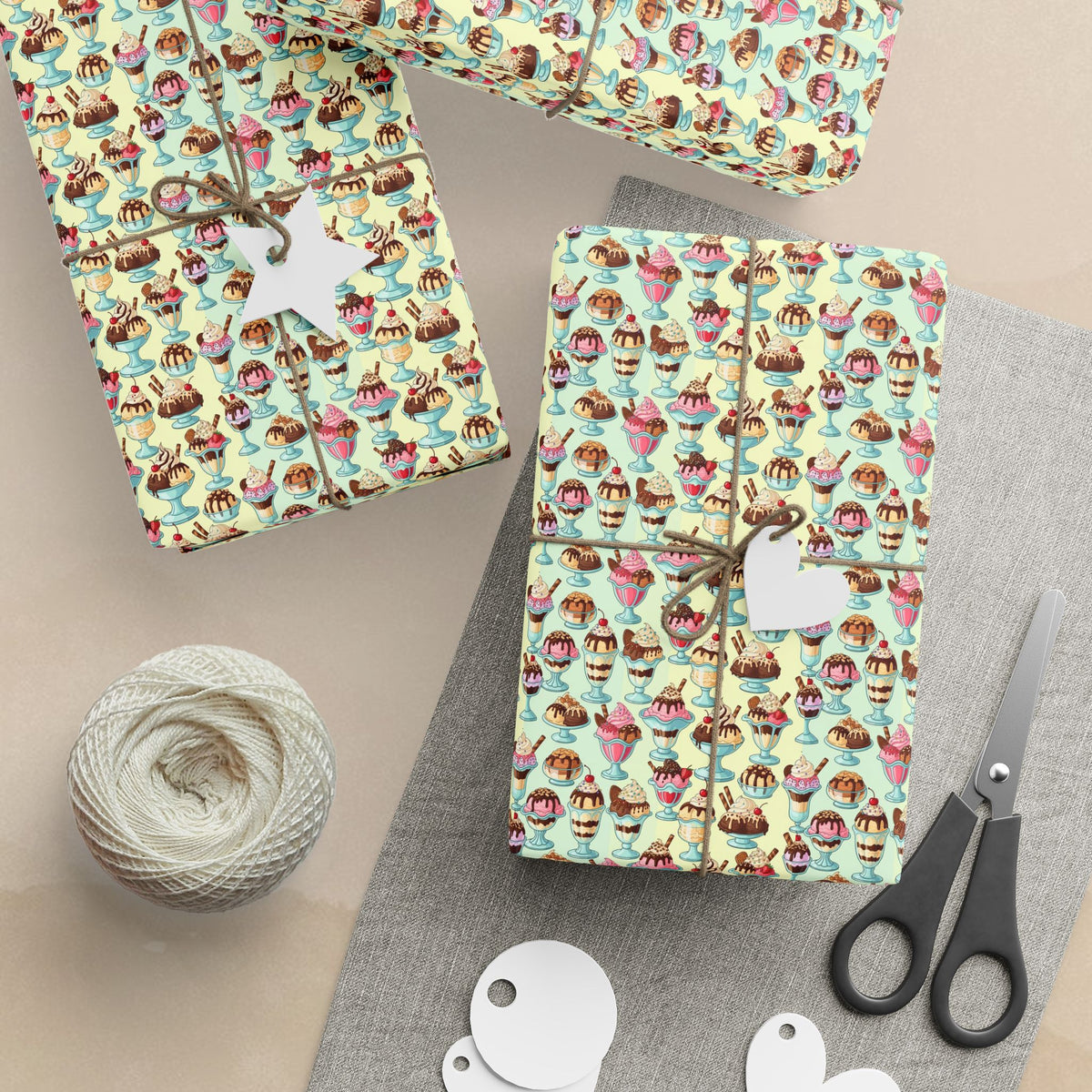 Ice Cream Cones Wrapping Paper | Patterned Gift Wrap, Dessert Party