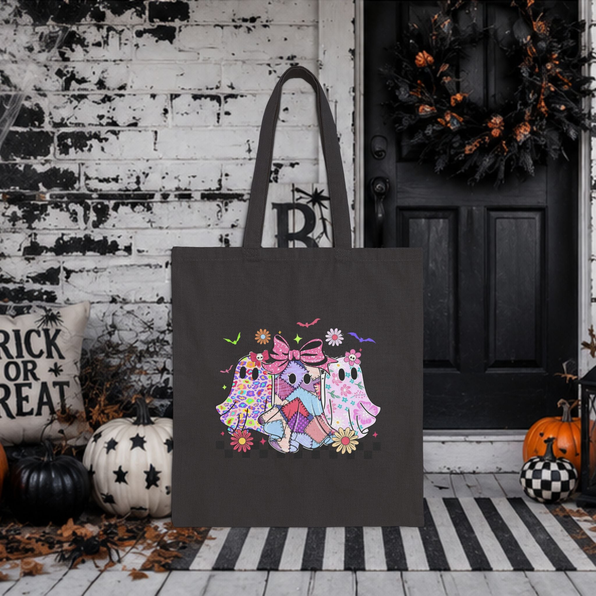 Retro Ghost Halloween Tote Bag