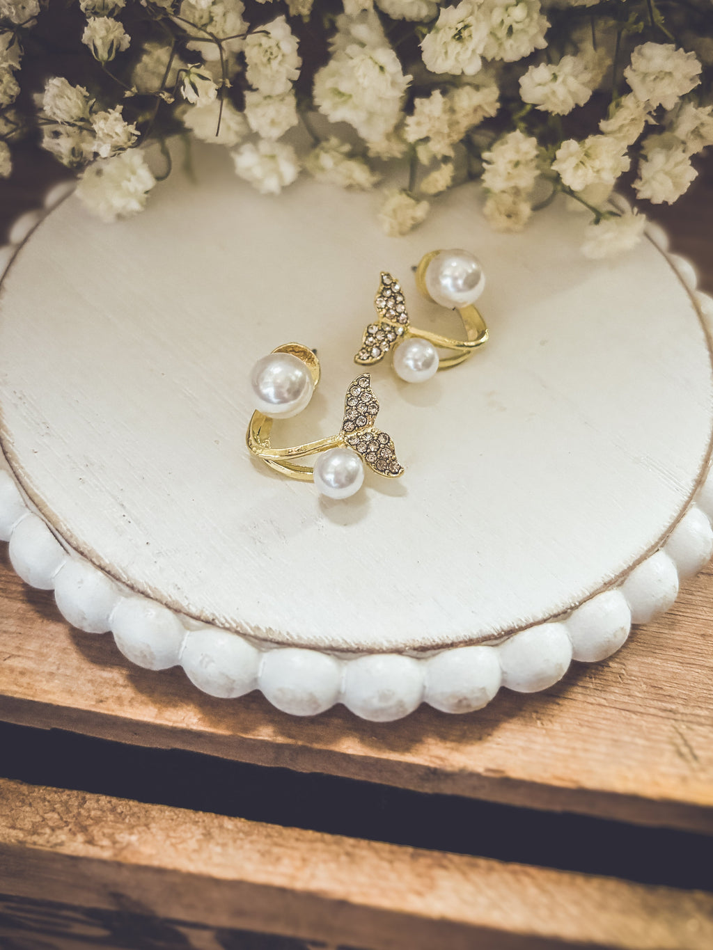 Beautiful Pearl and Crystal Mermaid Jacket Earrings