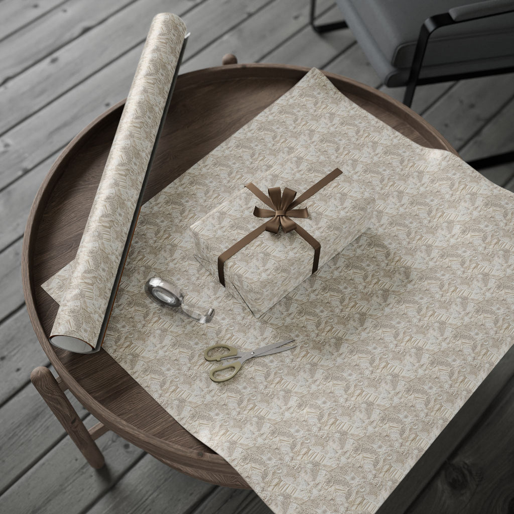 Neutral Wedding Dress Texture Wrapping Paper | Beige Stone Pattern Roll