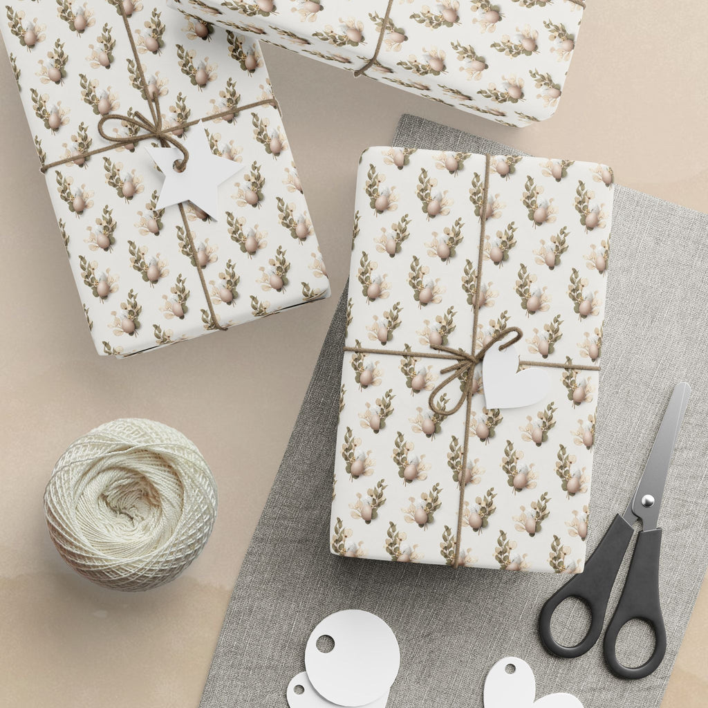 Neutral Floral Easter Spring Wrapping Papers | Beige Botanical Gift Wrap