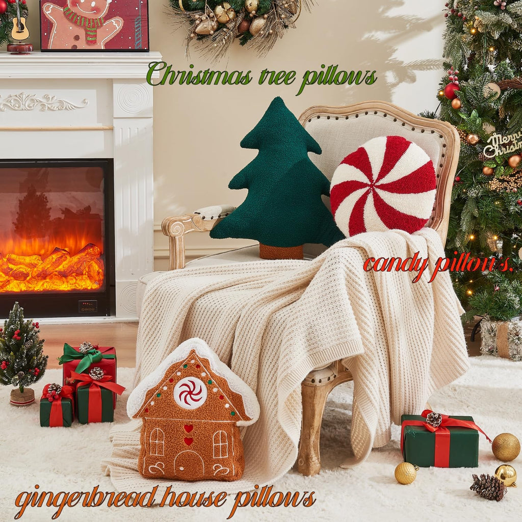 Christmas Tree Throw Pillows Set of 2 Plush Cotton Pillows