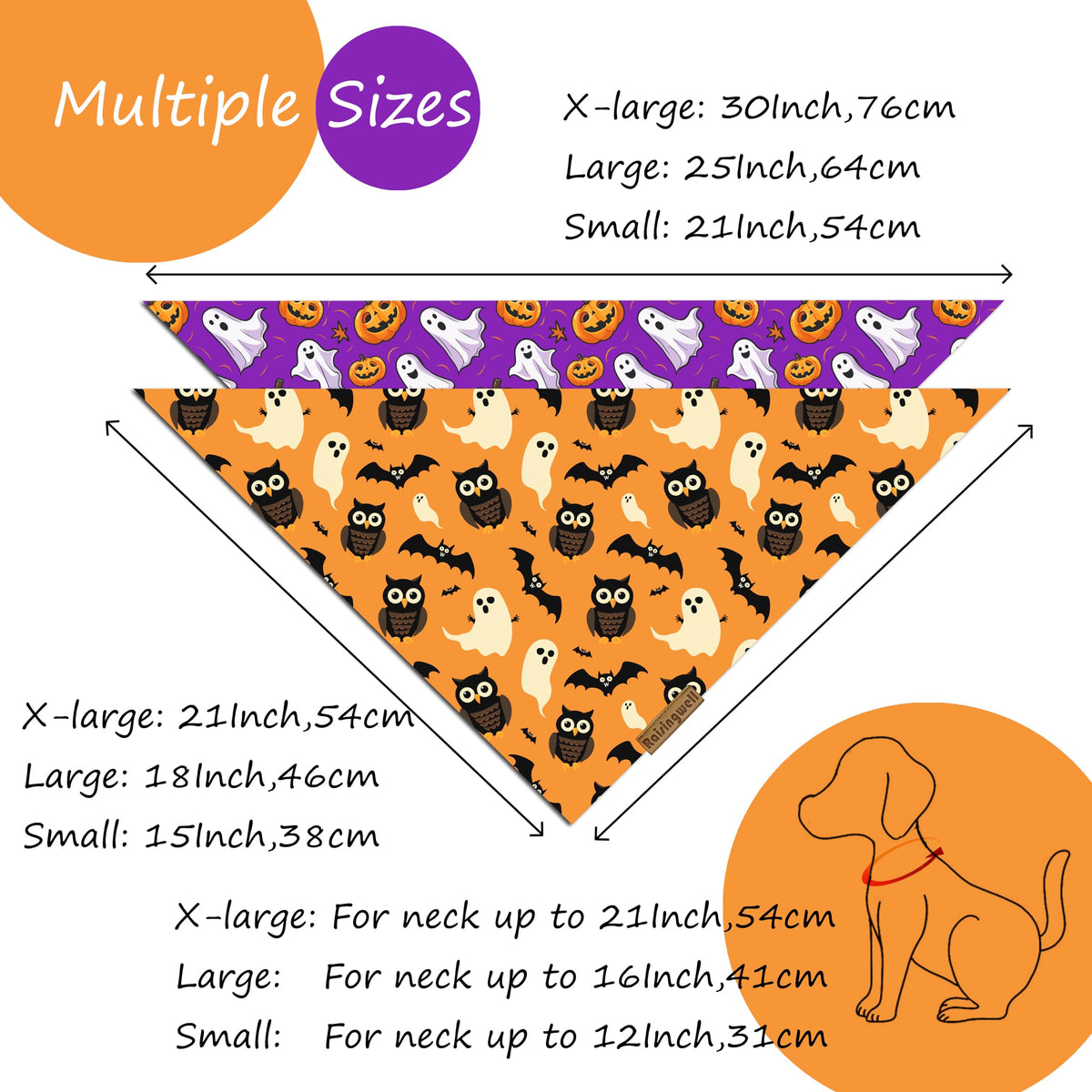 Dog Bandana Halloween 1 Pack Size Large