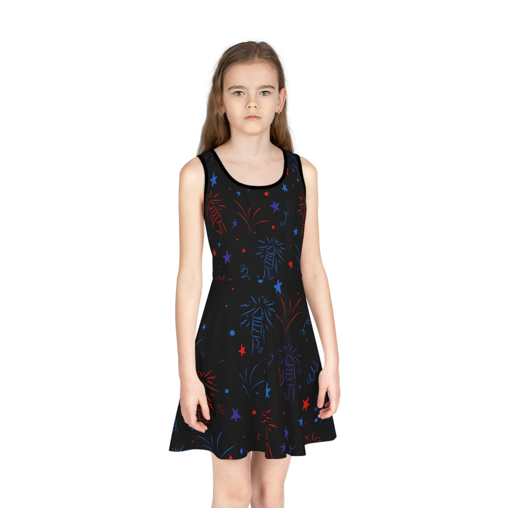Sparkling Fireworks 4th of July Girls Sundress