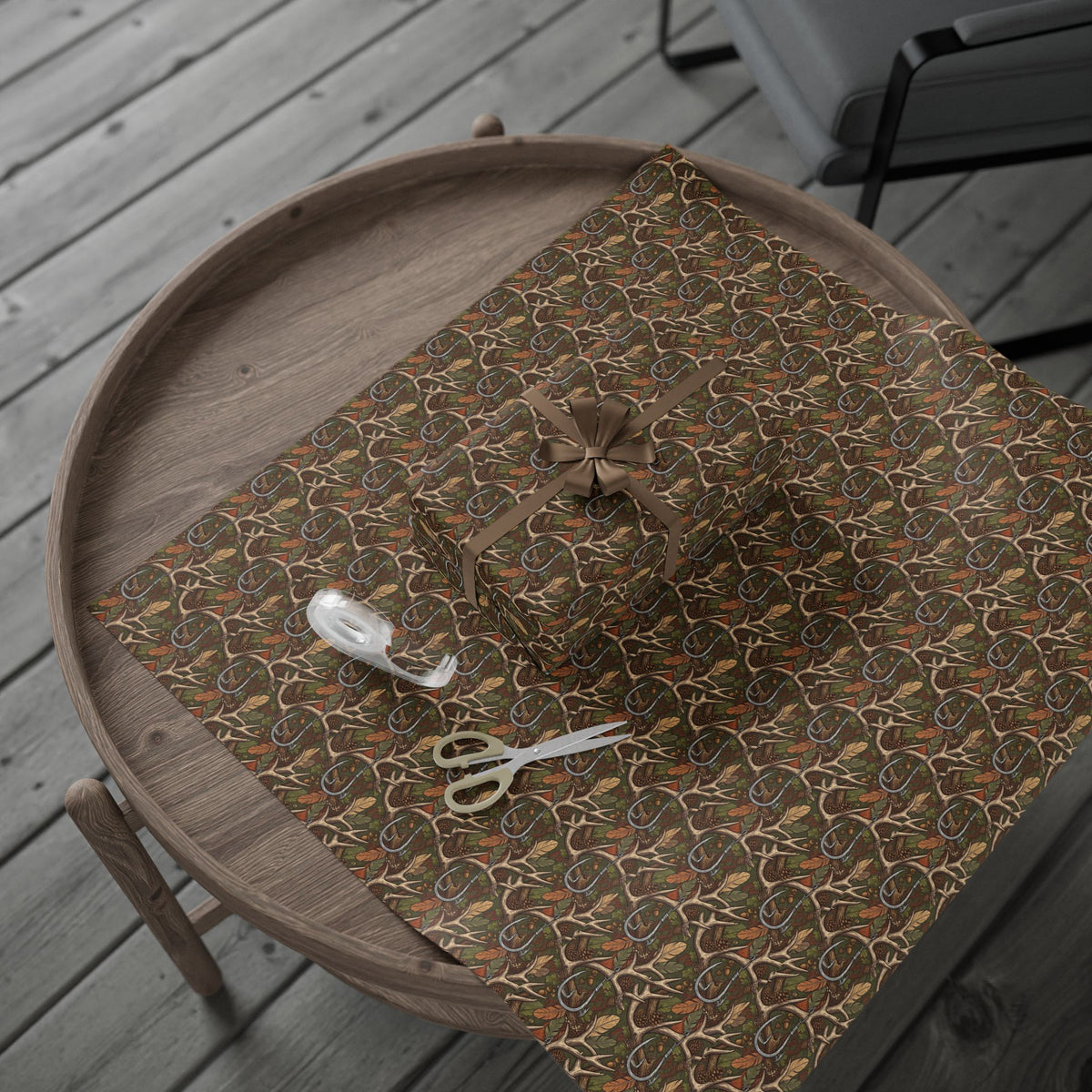 Deer Antler Pattern Wrapping Paper | Fall Foliage, Brown Orange Greens