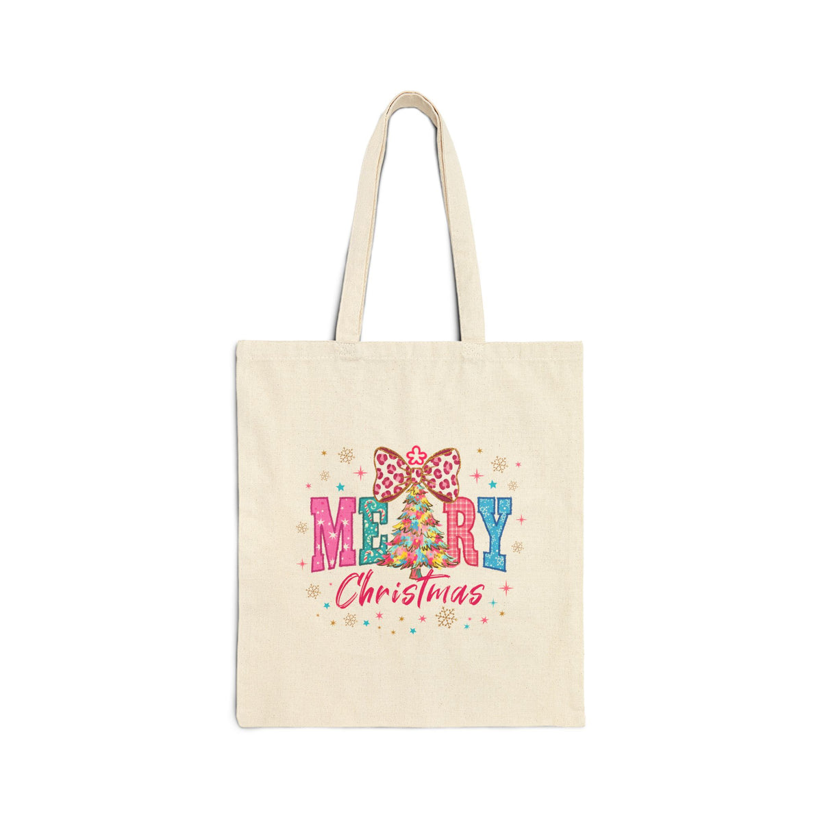 Colorful Christmas Tree Canvas Tote Bag