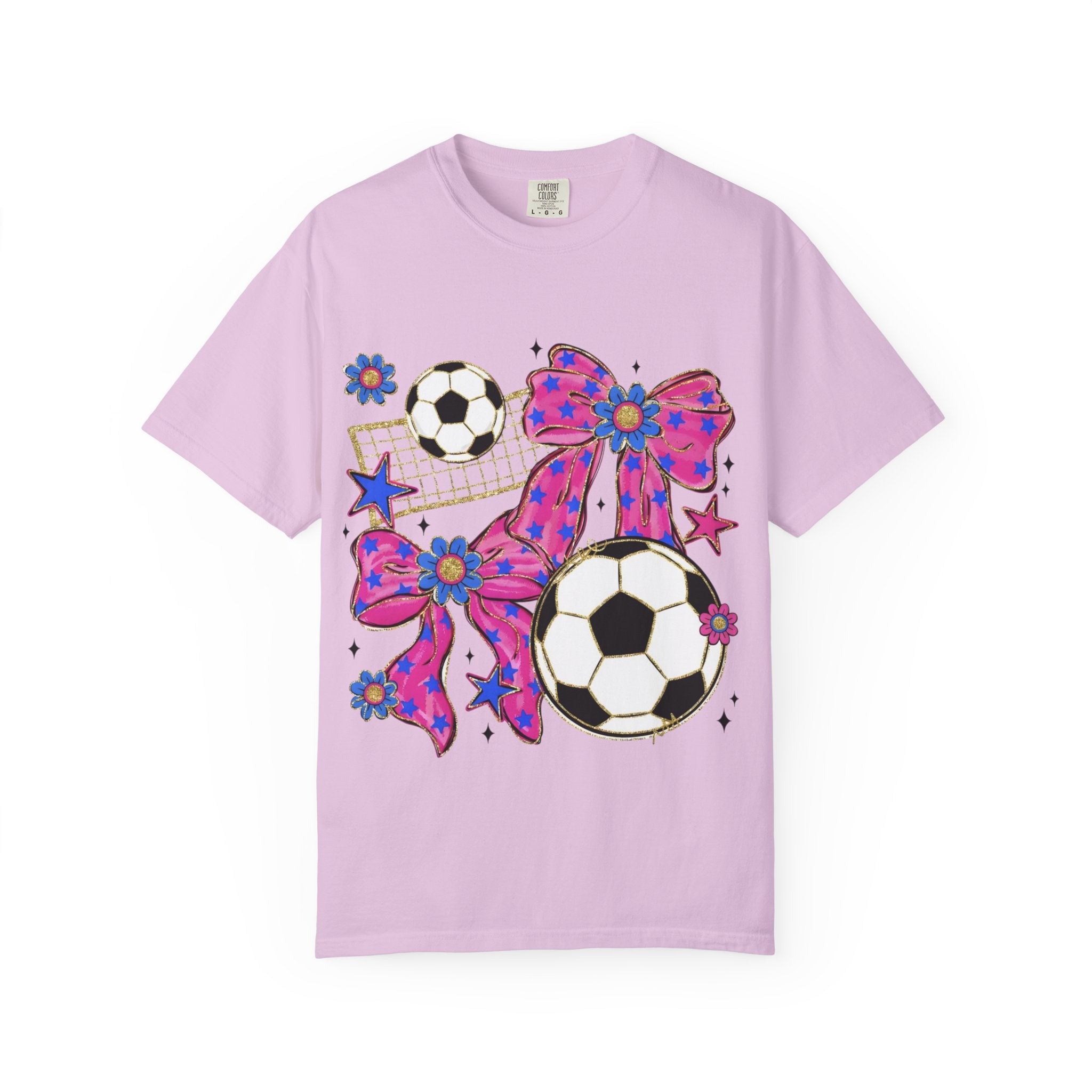 Pink Polka Dot Bows Soccer T-Shirt
