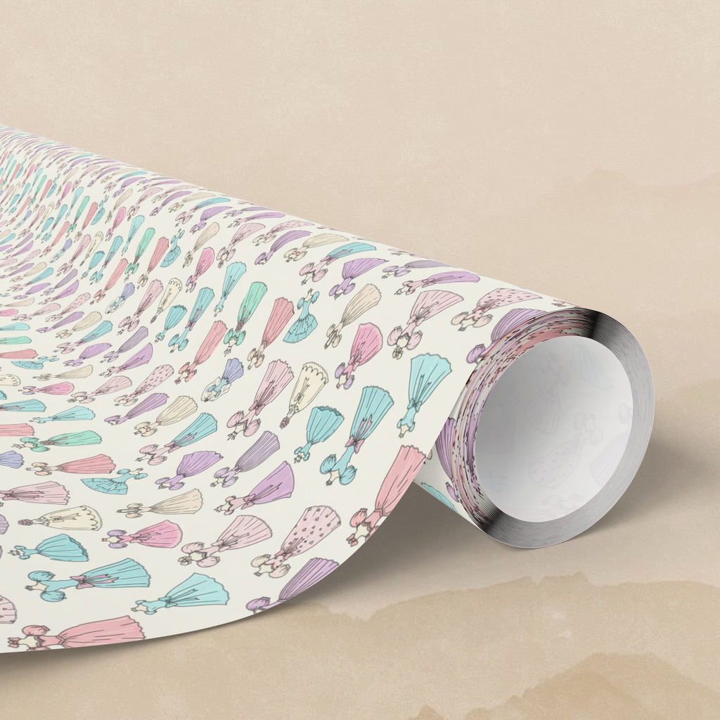 Princess dresses Wrapping Paper | Pastel Shells on Cream