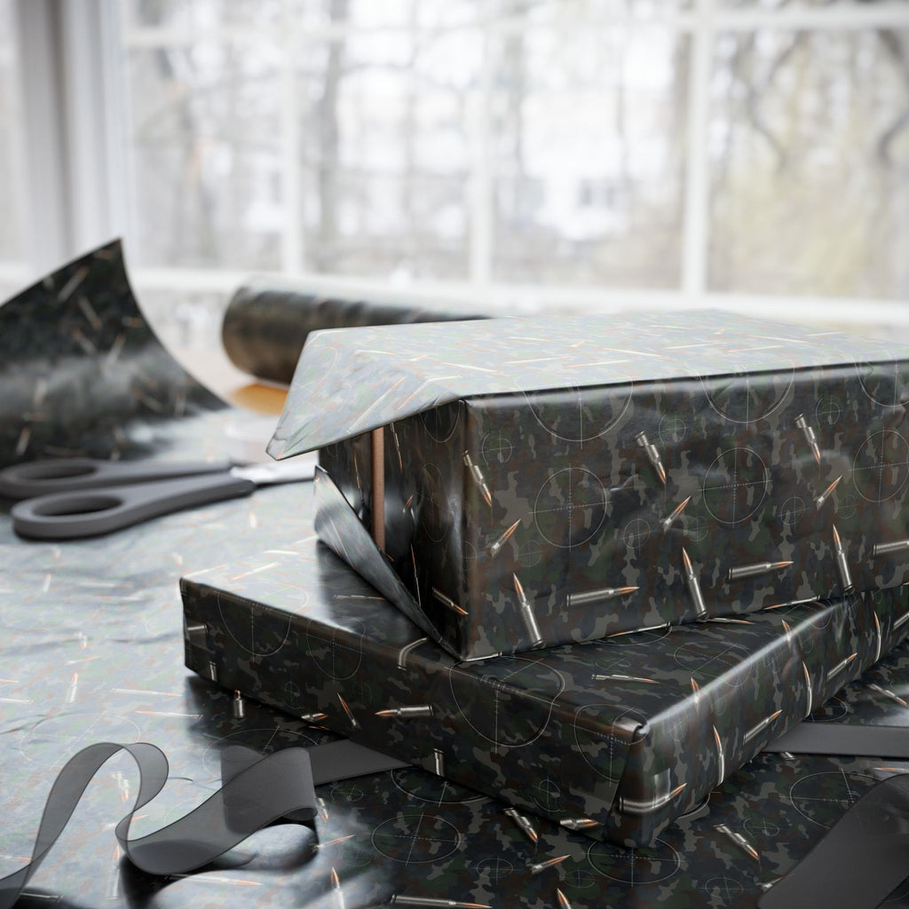 Dark Abstract Camouflage Wrapping Papers | Modern Gift Wrap Roll