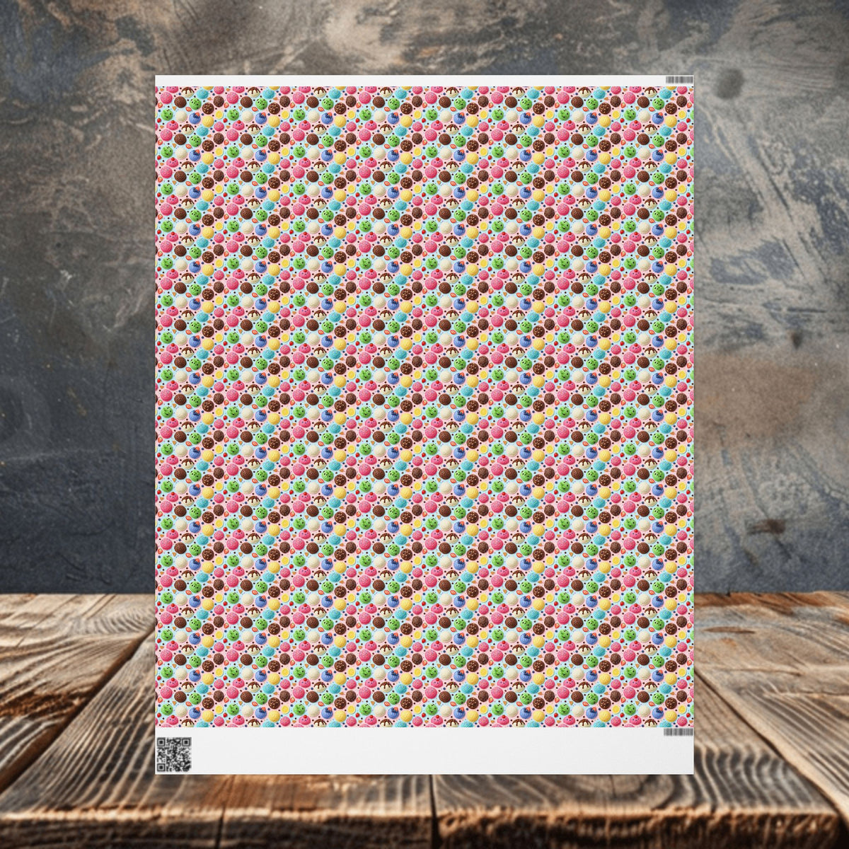 Colorful ice-cream scoop Pattern Wrapping Paper | Bakery Sweets Holiday Wrap