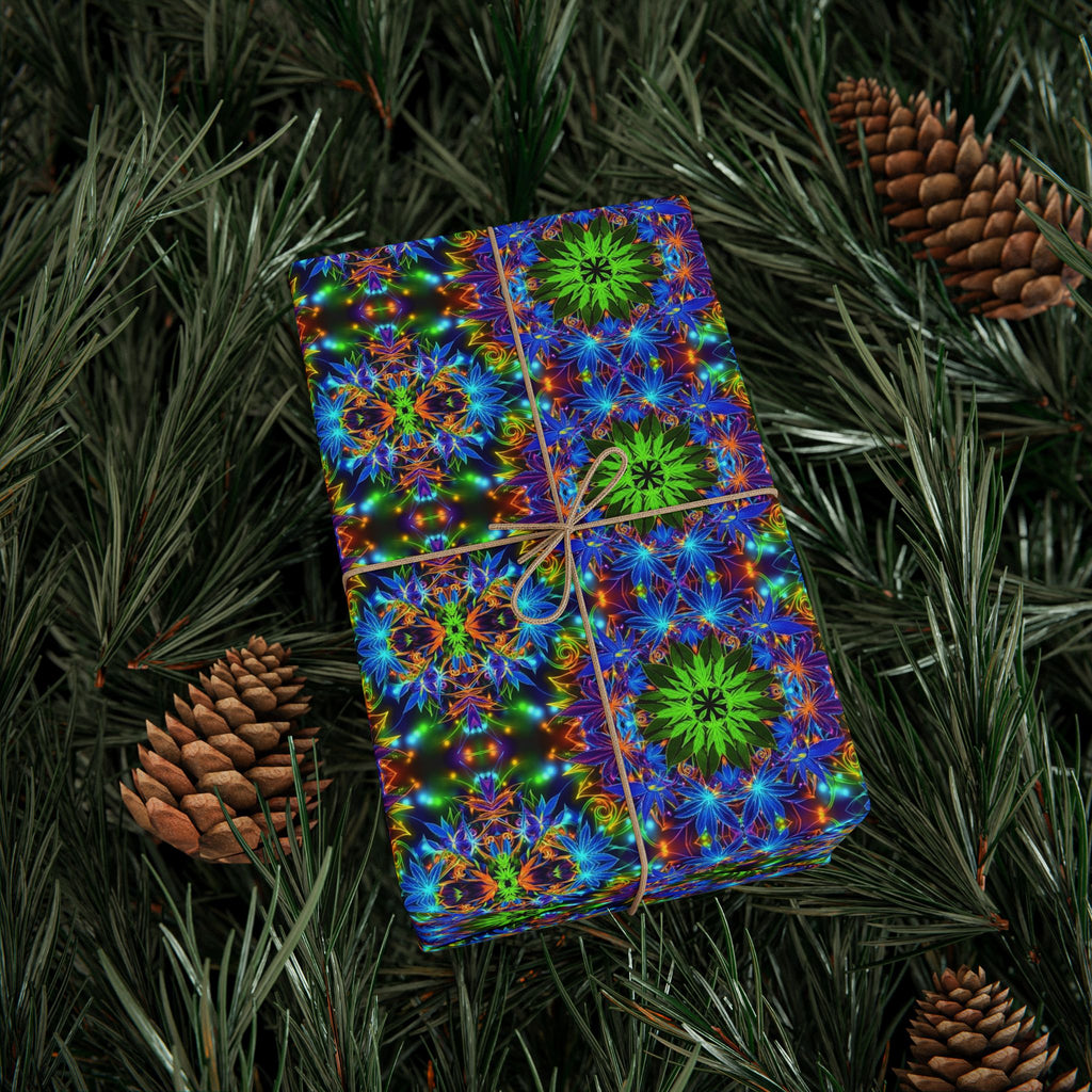 Kaleidoscope Marijuana Plant Wrapping Paper | Psychedelic Geometric Gift Wrap