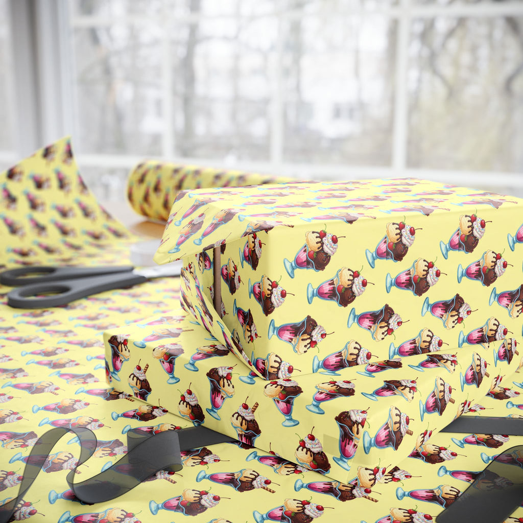 Retro Ice Cream Cone Pattern Wrapping Papers | Vintage Dessert Print