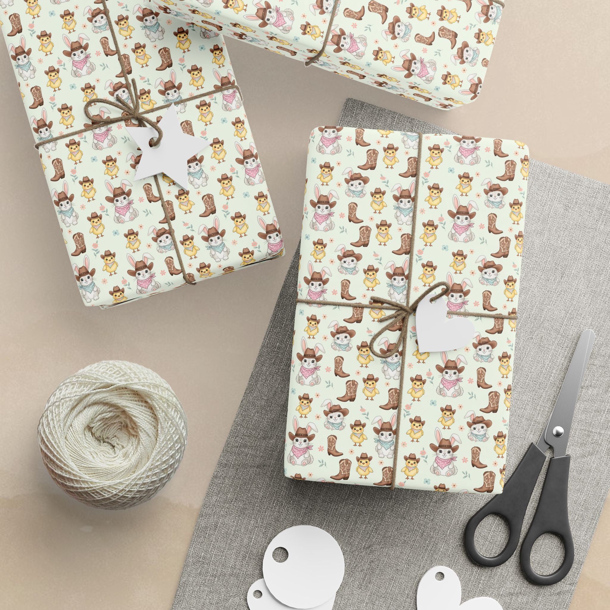 Cute Cowboy Bunny Easter Wrapping Paper