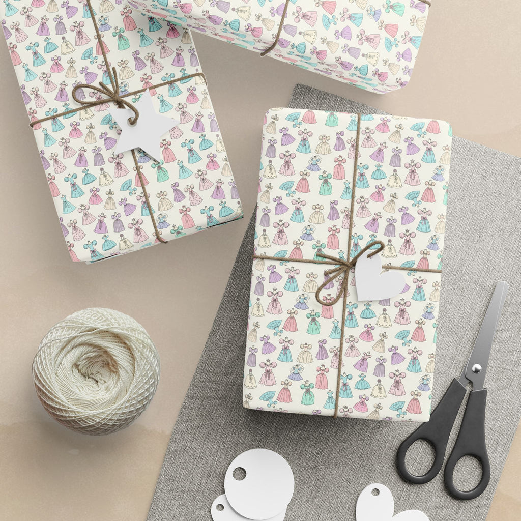 Princess dresses Wrapping Paper | Pastel Shells on Cream