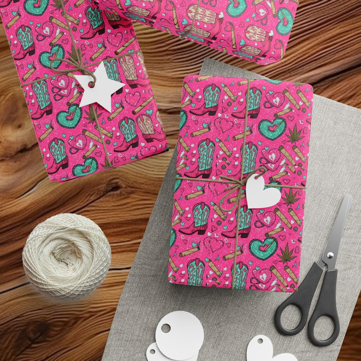 Girly Western  Pink Cowgirl Boots Wrapping Paper
