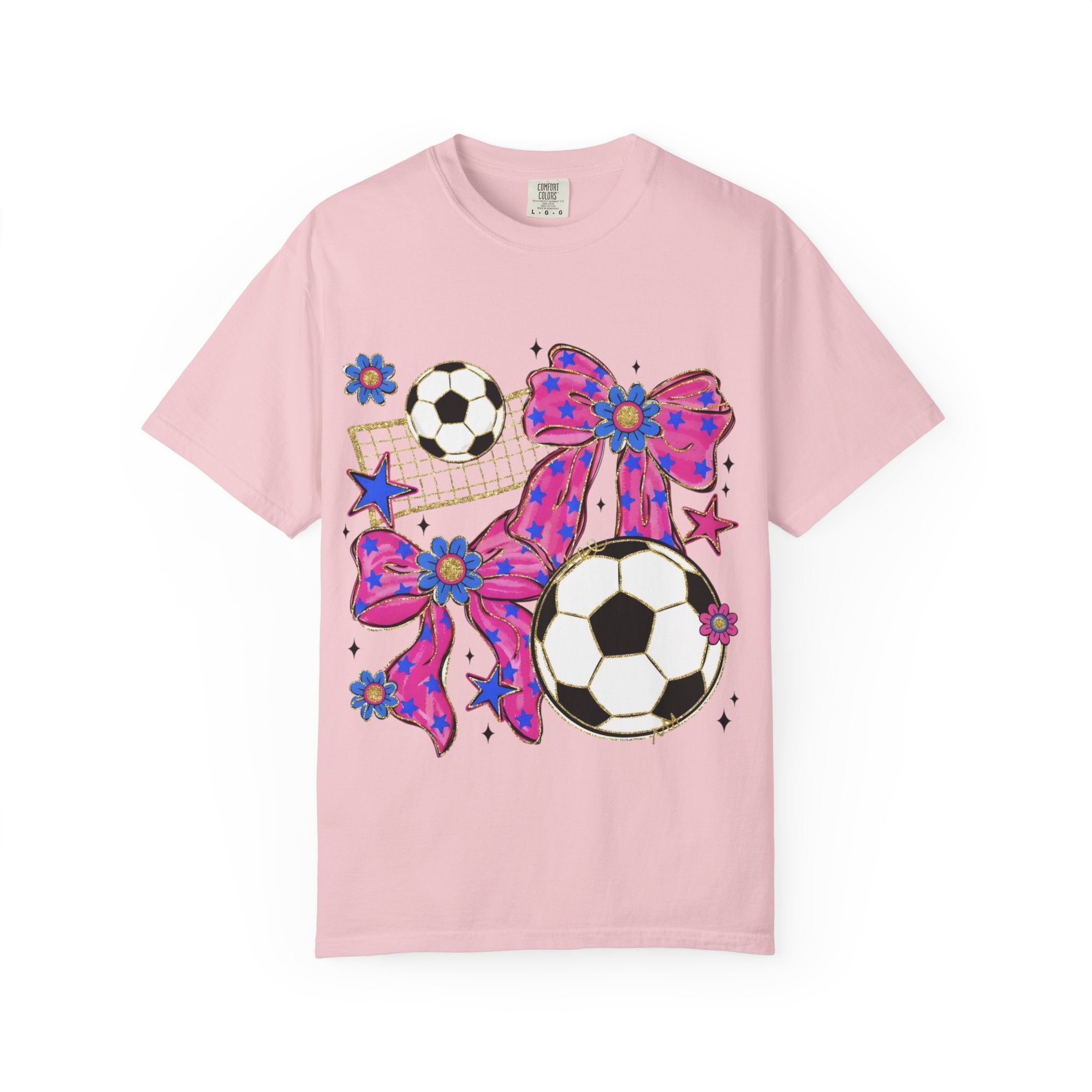 Pink Polka Dot Bows Soccer T-Shirt