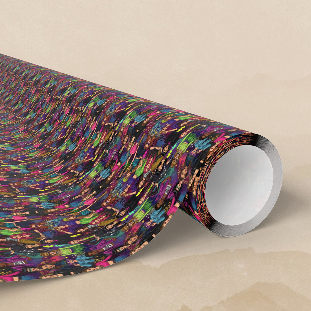 Abstract Neon Wrapping Paper | Dark Multicolor Pattern