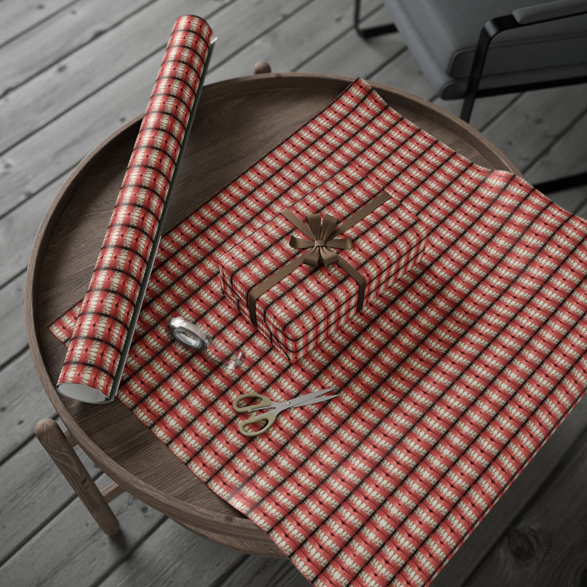 Teeth Wrapping Paper | Red Tooth Pattern Holiday Wrap