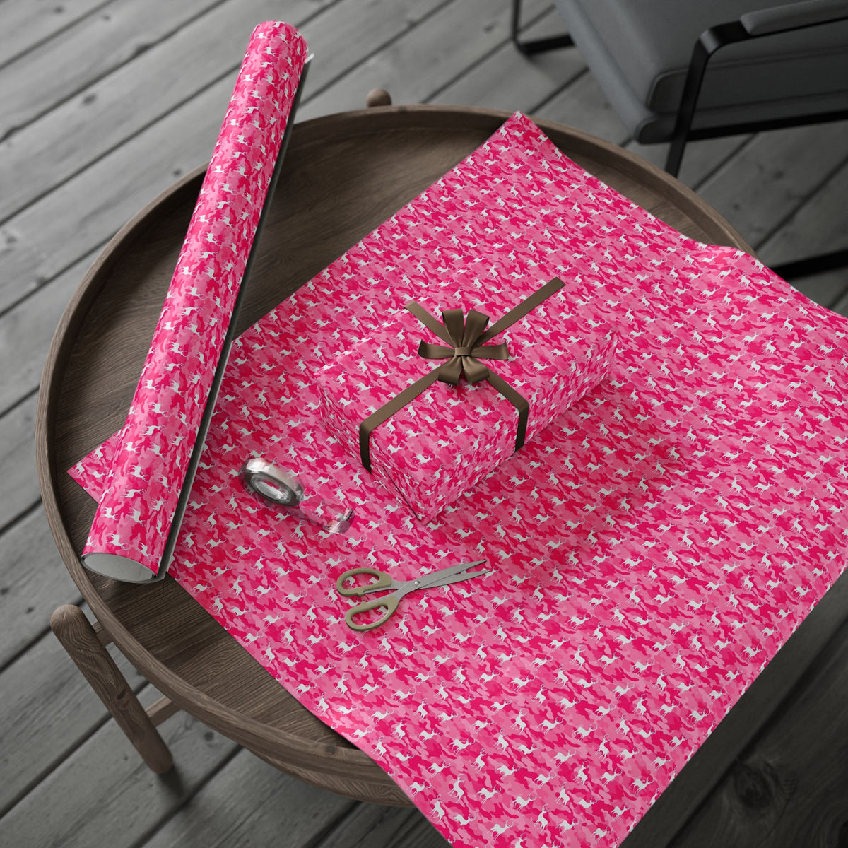Pink Camo Pattern Wrapping Paper | Pink Camouflage Gift Wrap Roll