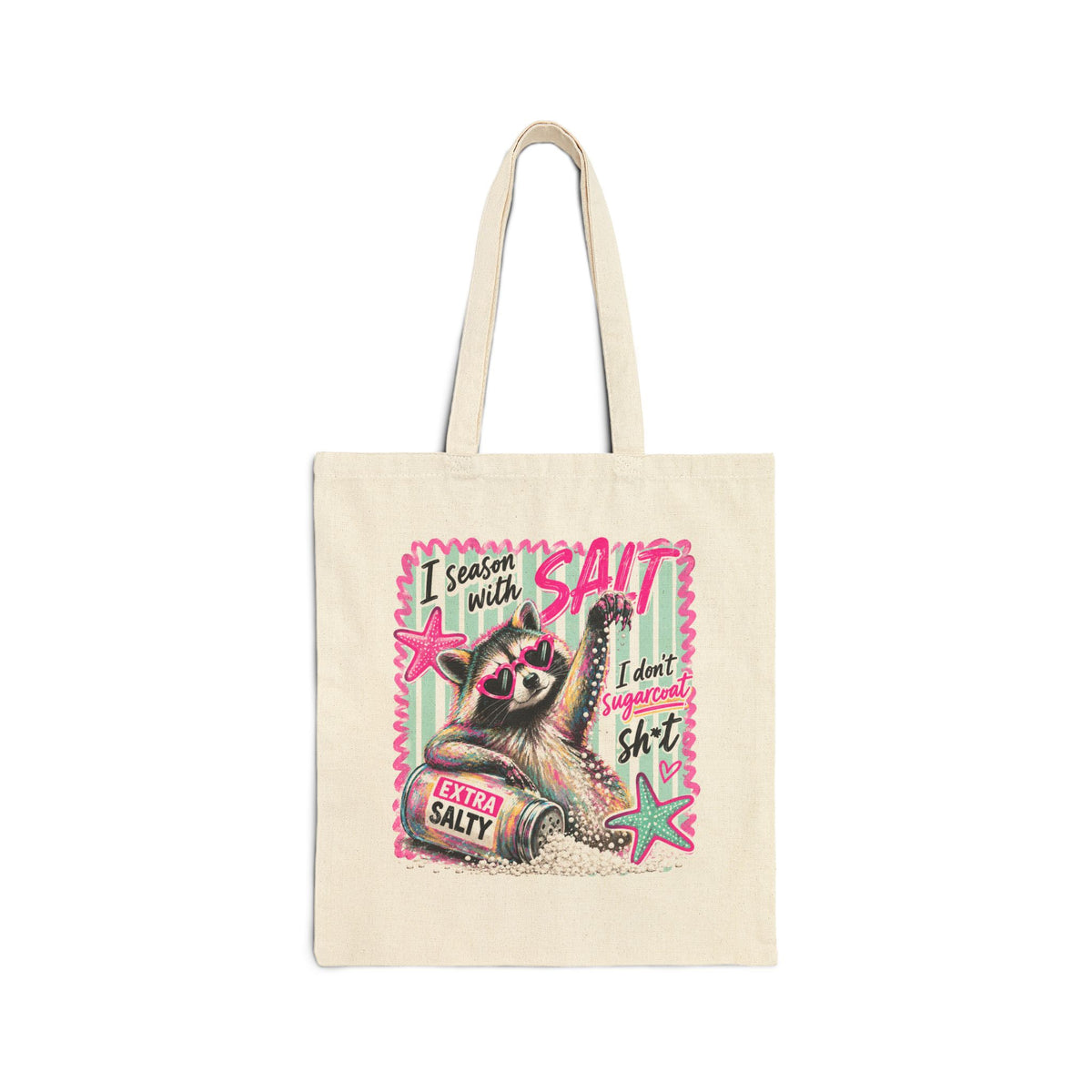 Salty Racoon Cotton Canvas Tote Bag