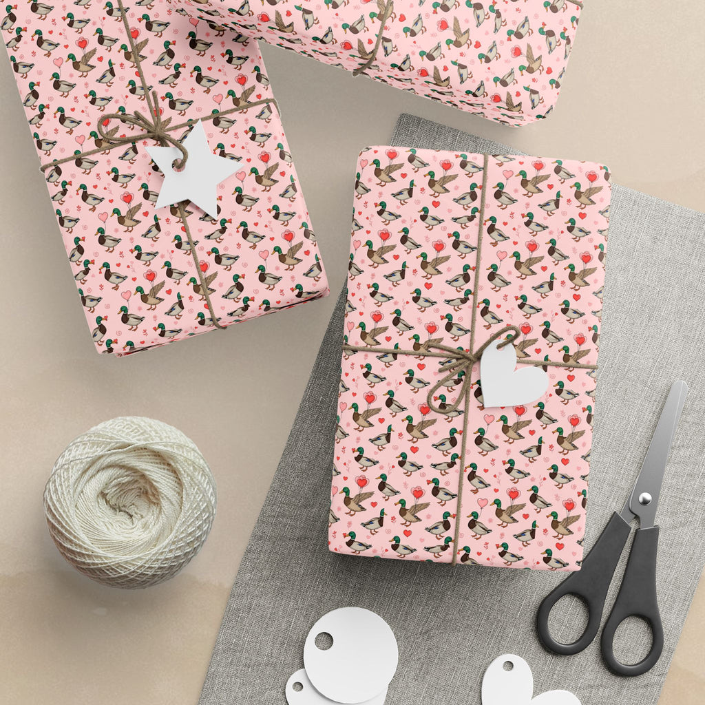 Ducks and Hearts Wrapping Paper | Pink Patterned Gift Wrap Roll
