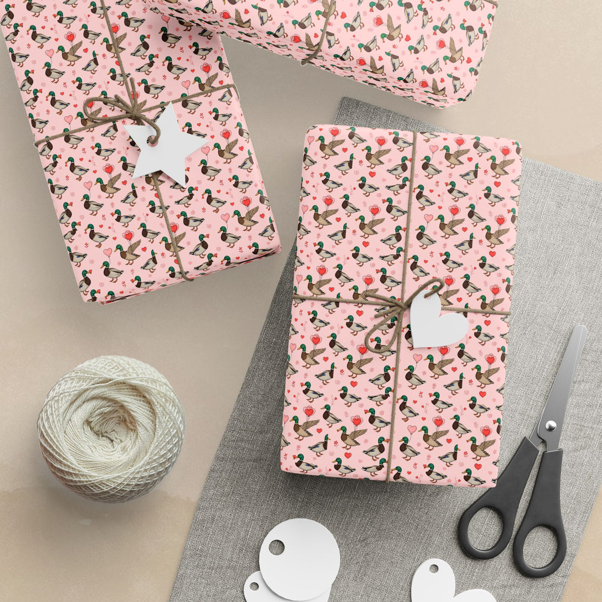 Ducks and Hearts Wrapping Paper | Pink Patterned Gift Wrap Roll