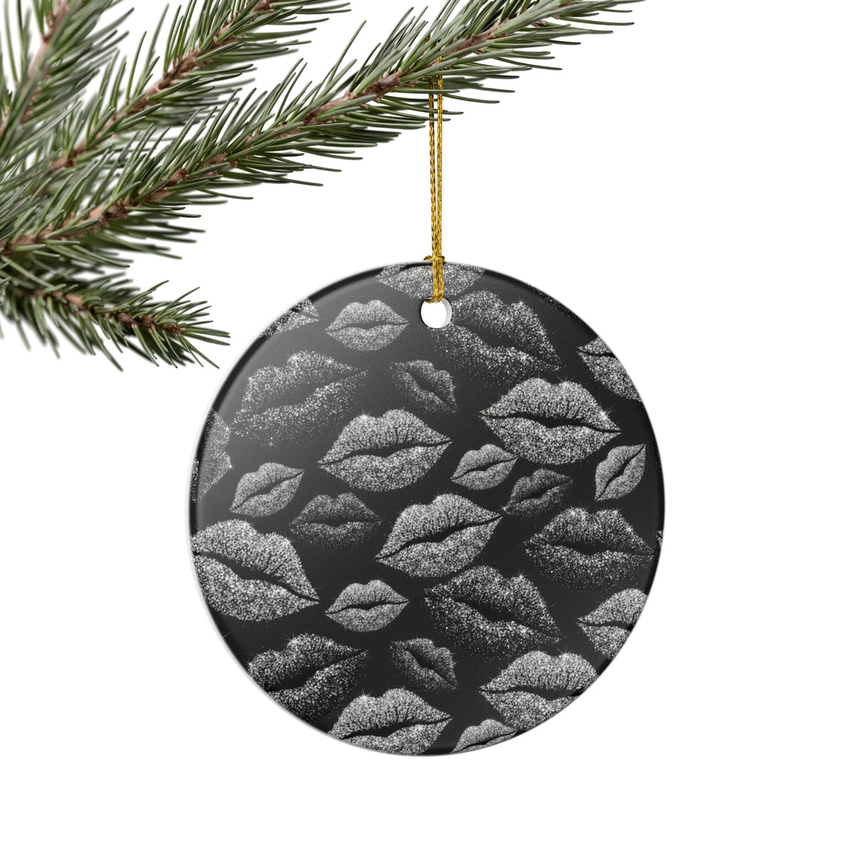 Chic Lip Print Ceramic Ornament