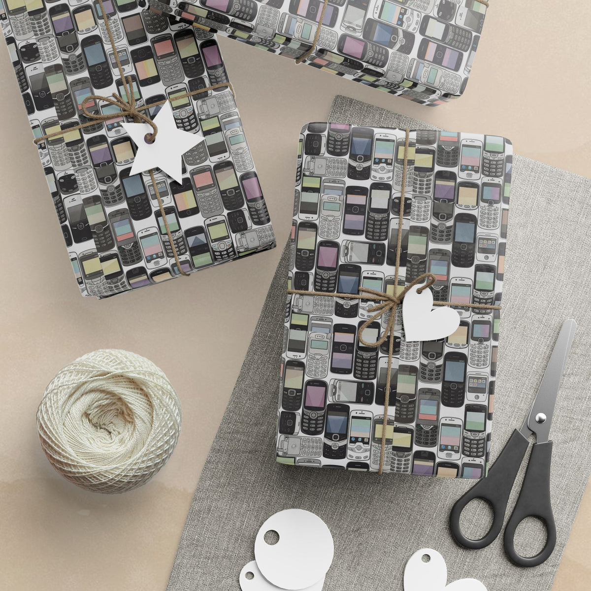 Vintage Cellphone Pattern Wrapping Paper | Retro Mobile Phone Gift Wrap
