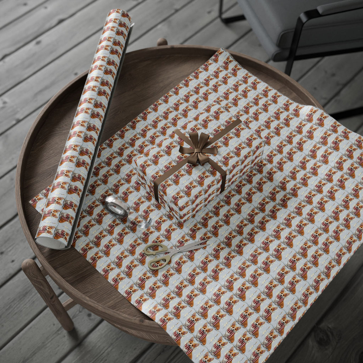 Corgi in Scarf Wrapping Paper