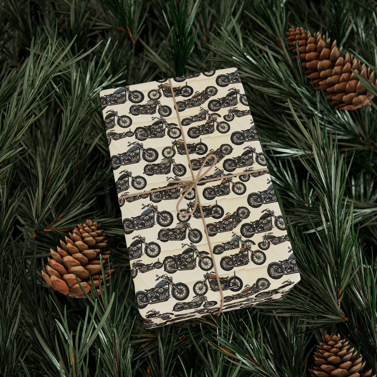 Vintage Motorcycle Pattern Wrapping Paper | Retro Bikes Gift Wrap