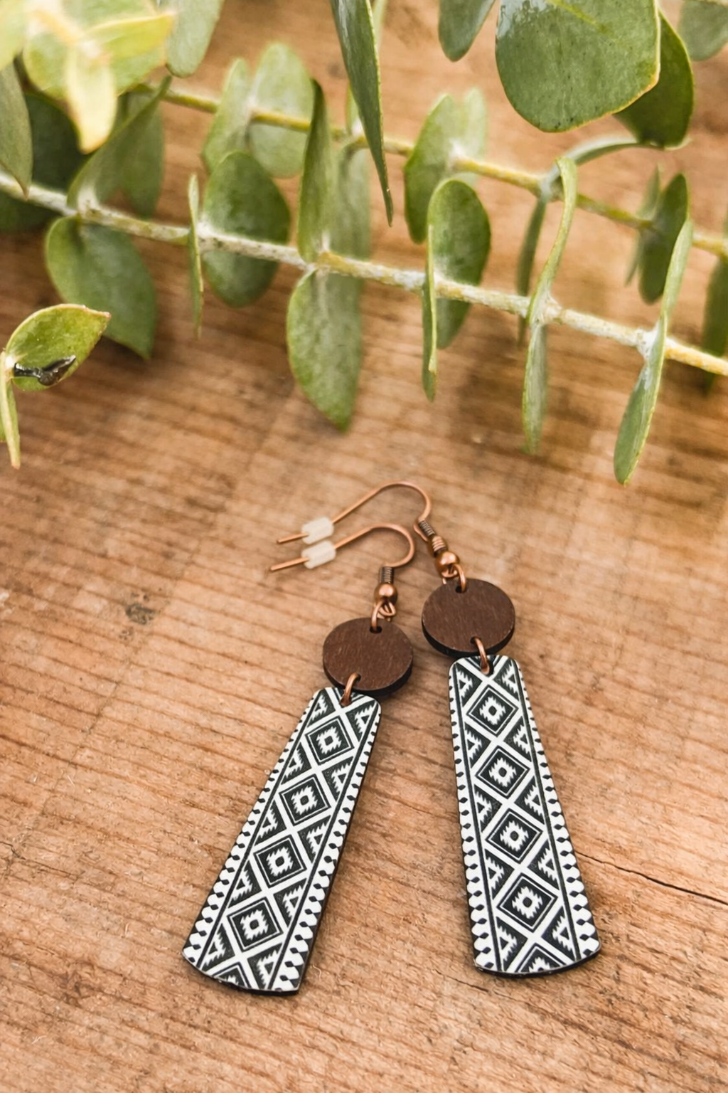 Beautiful Southwest Wood Drop Earrings