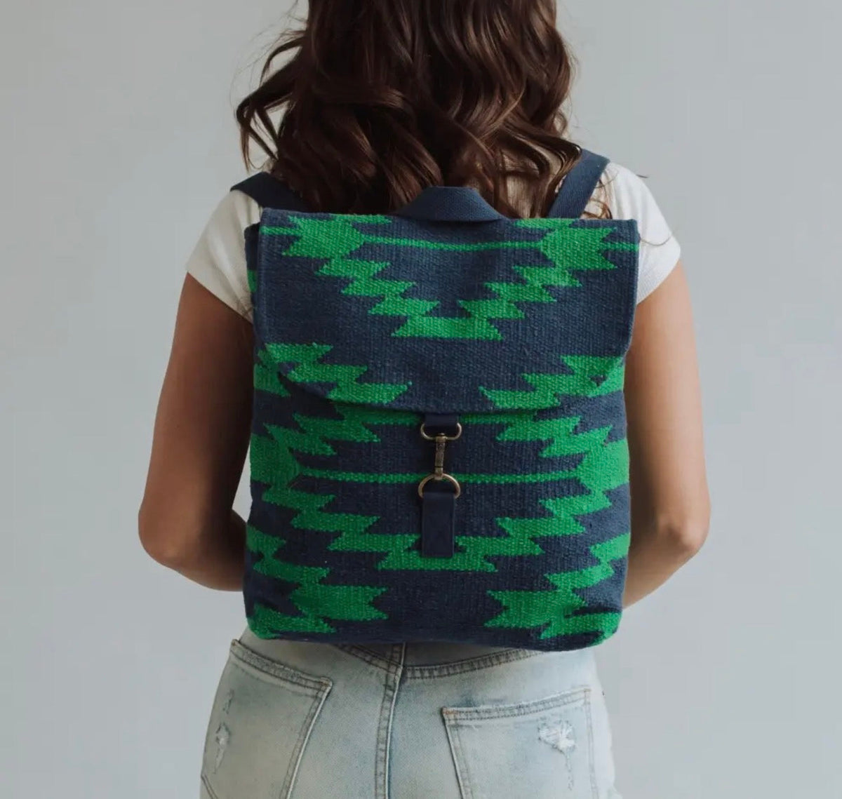 Navy & Green Aztec Backpack