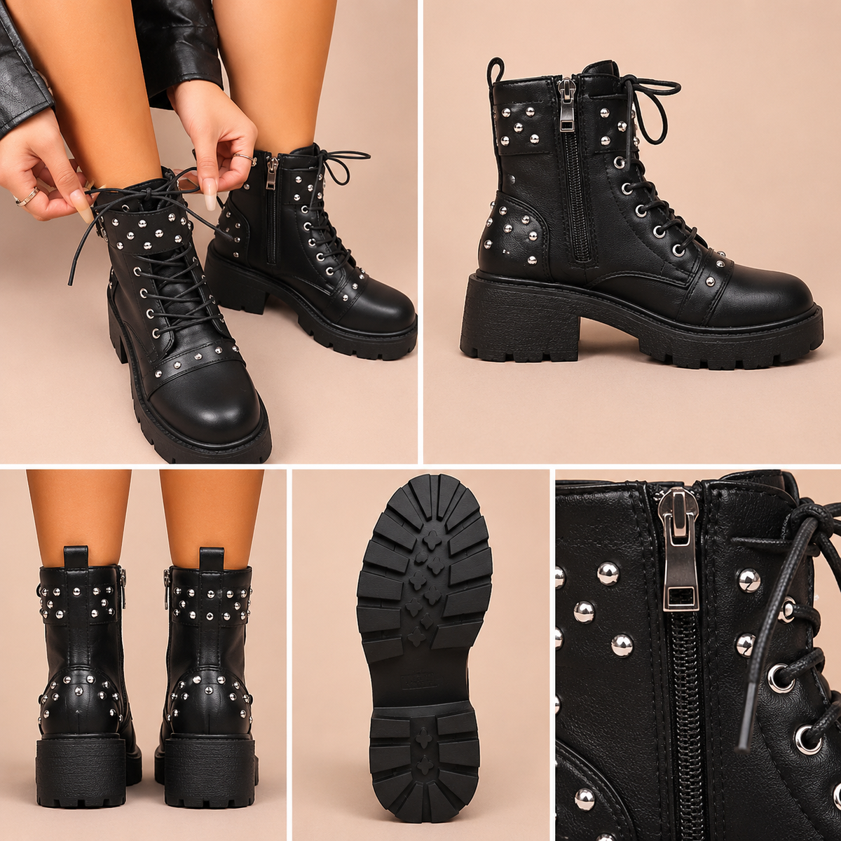 Round Toe Block Heels Boots