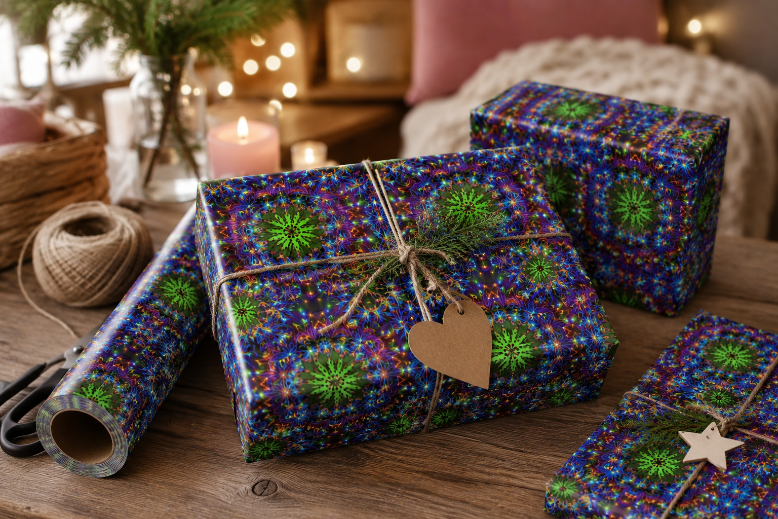 Kaleidoscope Marijuana Plant Wrapping Paper
