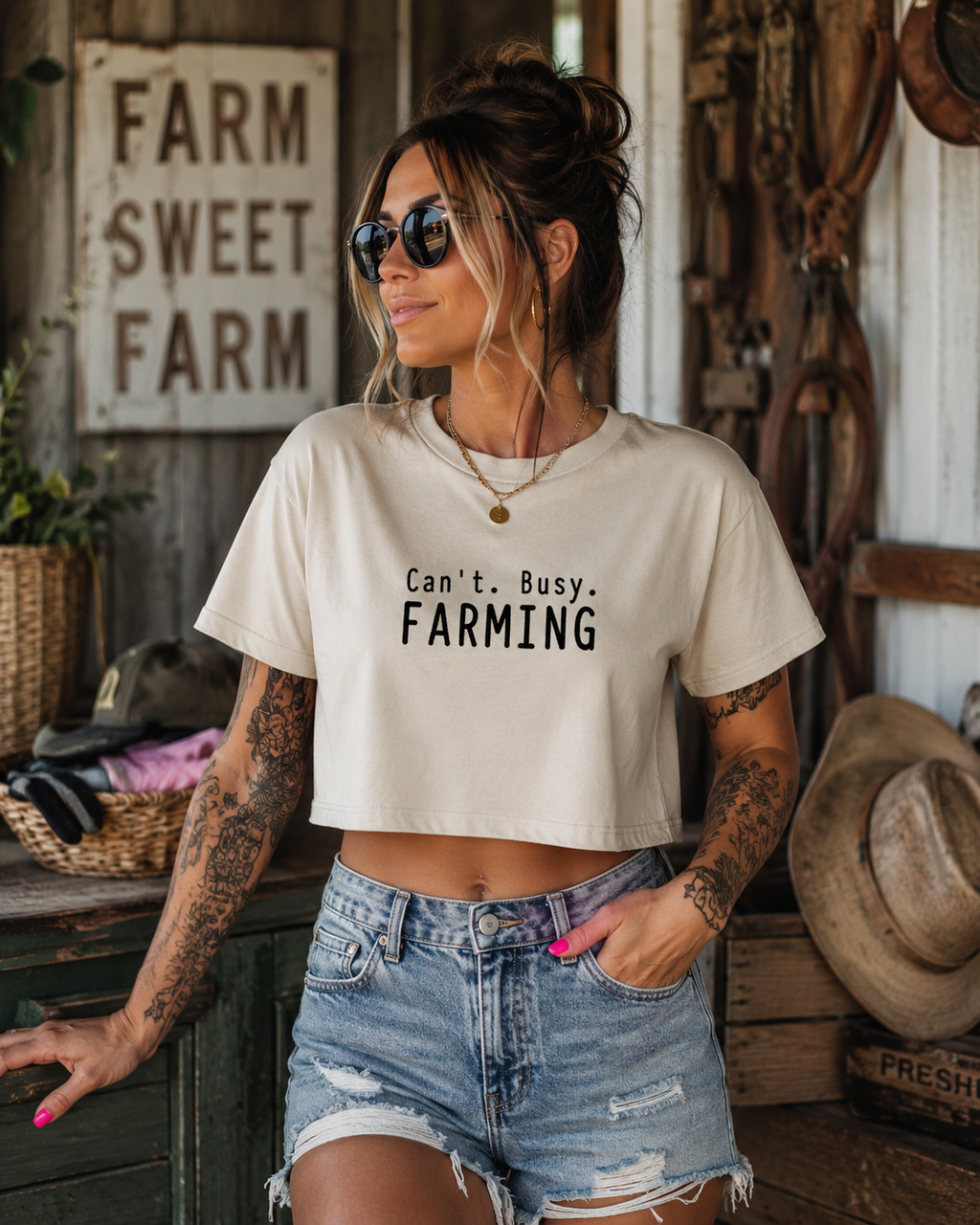 Can't Busy Farming Crop Top Tshirt