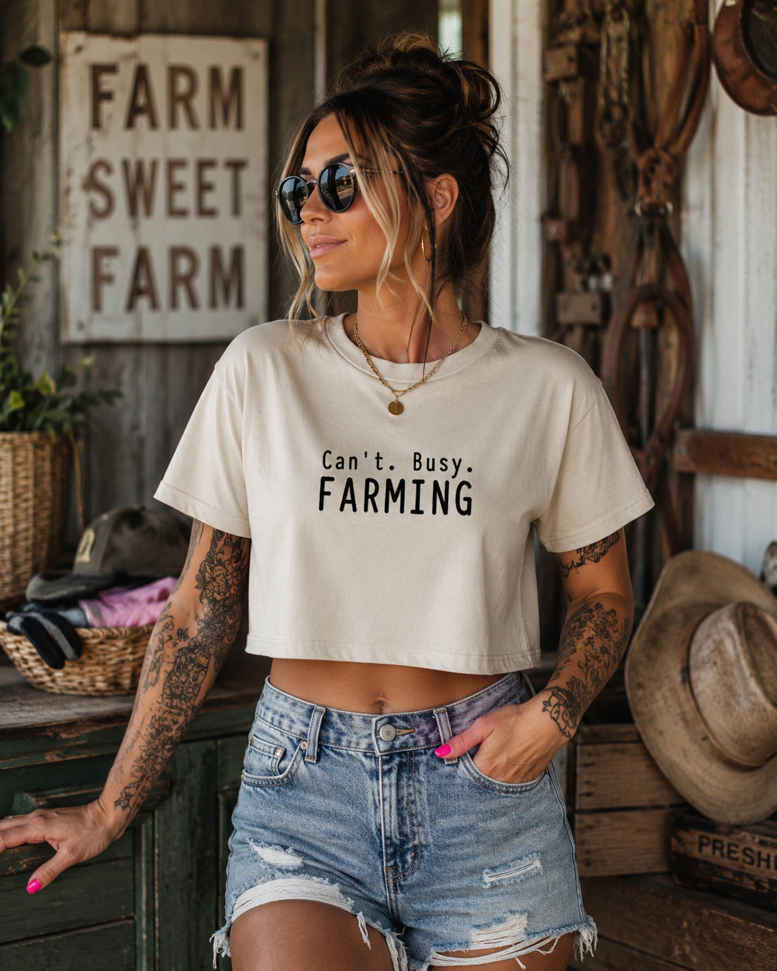 Can't Busy Farming Crop Top Tshirt